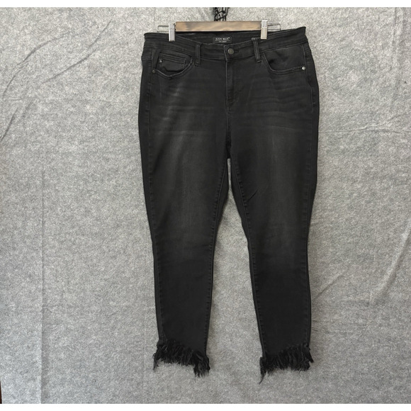 Judy Blue Skinny Fit Fringe Jeans Sz 15/32 Black Fringe‎ Hem Stretch - Picture 1 of 10